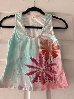 Free People Mint, Pink & Orange Floral Tie-Dye Crop Tank